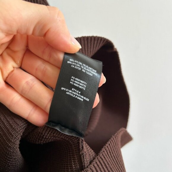 Aritzia Babaton Sz XS Sculpt Knit Criss Cross Brown Mini Dress - Picture 9 of 9